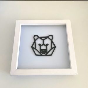 Black & White Geometric Bear. Wall Art.